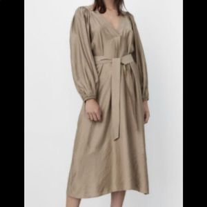 ZARA DRESS WITH BELT BROWN/TAUPE 7969/236